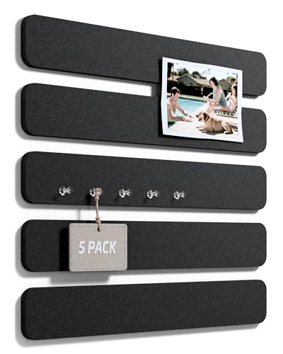 Fluxynara 13" x 2" Felt Wall Panels, Black - color: Black, size: 5-pack