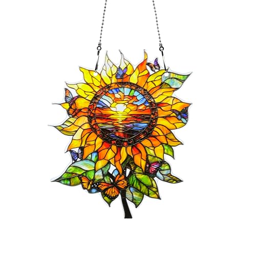 Sunflower Butterfly Ornaments Colorful Window Hanging Decorations Home Wall Decor for Indoor Outdoor - color: Sunflower Butterfly