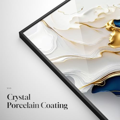 Extra Large Framed Blue White and Gold Abstract Wall Art, Vertical 40x60 In - color: Blue and White A, size: 60"L x 40"W