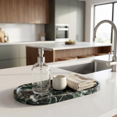 YKAJO Snowflake Green Oval Marble Tray, 11.8x5.9 Vanity Perfume Organizer - color: Snowflake Green, size: 11.8" x 5.9" x 0.6"