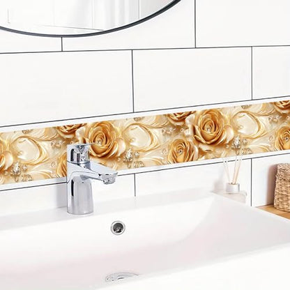 IVN Wallpaper Border Peel and Stick Wall Golden Rose Jewel 4x196 Inch - color: Golden Rose Jewel