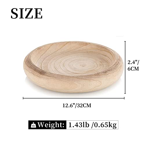 Hanobe Large Wood Decorative Key Bowl for Entryway Table Decor - size: 12.6 inches