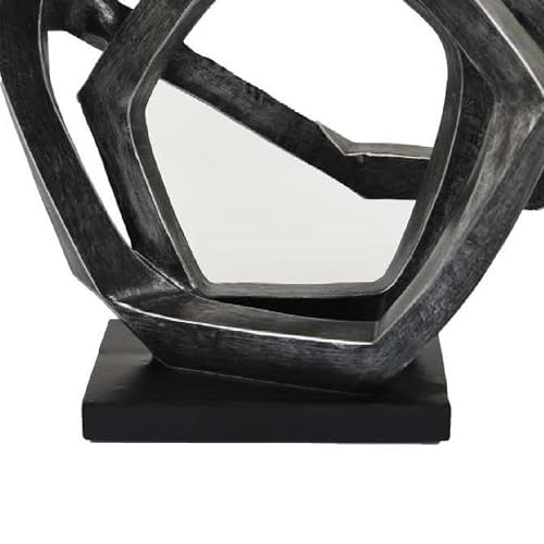 Benzara Abstract Decorative Tabletop Sculpture, Gray Resin Geometric, 17 Inch