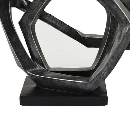 Benzara Abstract Decorative Tabletop Sculpture, Gray Resin Geometric, 17 Inch