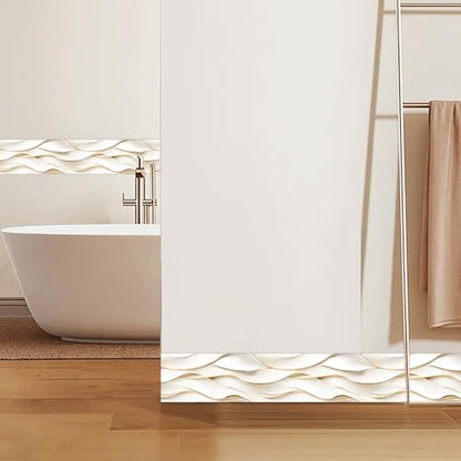 IVN Wallpaper Border Peel and Stick Wall Ivory Gold Waves 4x196 Inch - color: Ivory Gold Waves