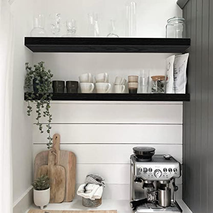 QEEIG Long Floating Shelves for Wall (Black, Set of 2, 35.4") - color: B. Black, size: 35.4"