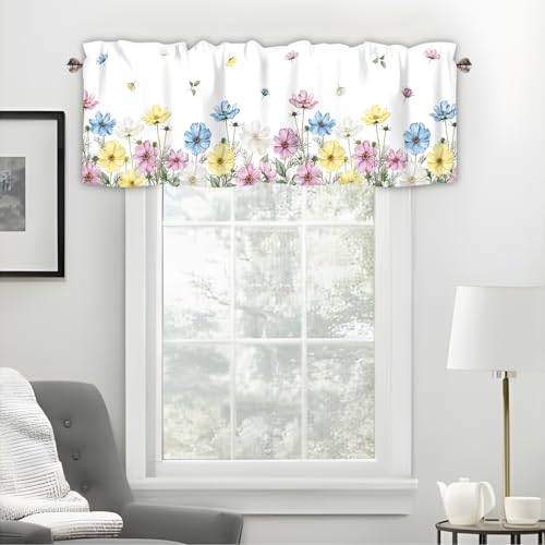 Floral Kitchen Valance Curtains Window Treatments 42x12 Inch - color: Lst-hh01442, size: 42"W x 12"L (Pack of 1)