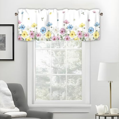 Floral Kitchen Valance Curtains Window Treatments 42x12 Inch - color: Lst-hh01442, size: 42"W x 12"L (Pack of 1)