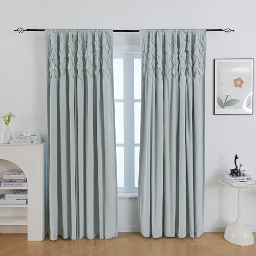 Pintuck Diamond Textured Thermal Insulated Window Curtains 52"W x 84"L - color: Seafoam Green, size: 52"W x 84"L (Pack of 2)