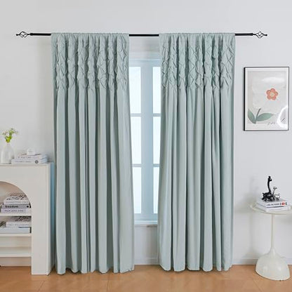 Pintuck Diamond Textured Thermal Insulated Window Curtains 52"W x 84"L - color: Seafoam Green, size: 52"W x 84"L (Pack of 2)