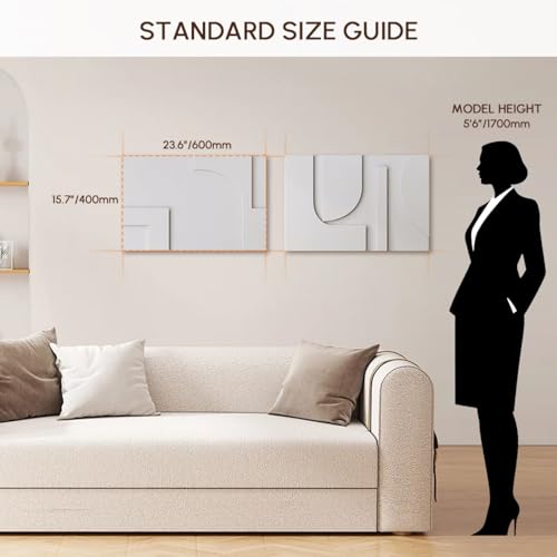 homary 2-Piece White Japandi 3D Abstract Wall Art Set – Modern Minimalist Carved Wall Sculpture for Living Room & Office (White, 23.6" W x 1.2" D x 15.7" H, Wall Art) - color: White-1