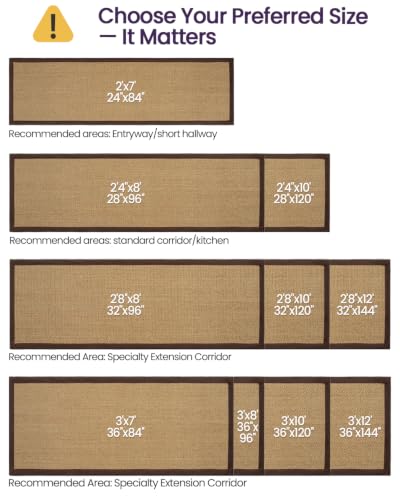 DEXI Jute Runner Rug 2x7, Rug Runners for Hallways, Natural/Brown - color: Natural/Brown, size: 2' x 7' (Runner)