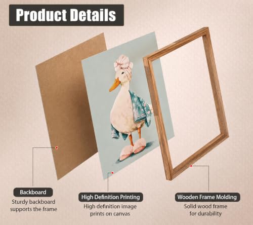 Framed Cute Duck Canvas Wall Art Poster Prints Bathroom 8×10In 1P Be Hung - color: bathroom-6, size: 8×10in