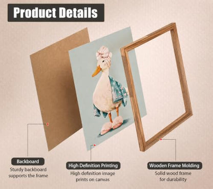 Framed Cute Duck Canvas Wall Art Poster Prints Bathroom 8×10In 1P Be Hung - color: bathroom-6, size: 8×10in