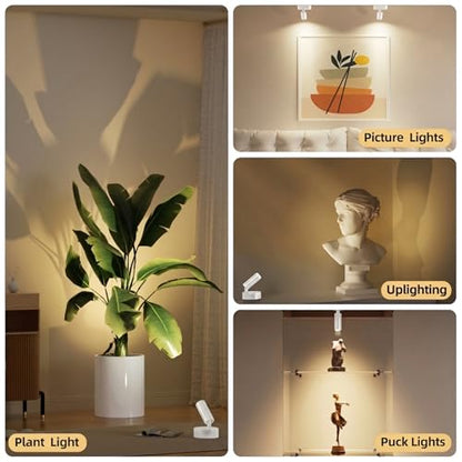 Spot Lights Indoor 5500mAh with Timer, Plant Spot Light Indoor with Remote & 3CCT Dimmable, LED Display Lights Picture Lights for Young, Adults, Women, Tenants, White(2 Pack) - color: 2 x White