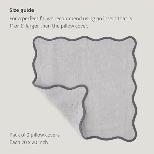 Double Stitch 100% Cotton Scalloped Throw Pillow Covers, Winter Sky - color: Winter Sky, size: 20" x 20" (Pack of 2)