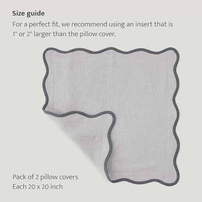 Double Stitch 100% Cotton Scalloped Throw Pillow Covers, Winter Sky - color: Winter Sky, size: 20" x 20" (Pack of 2)