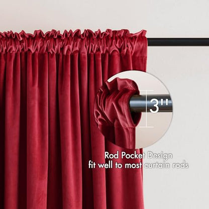 MIULEE Red Blackout Velvet Curtains Drapes 72 Inch Long 52"x72" Bedroom - color: Red, size: 52"W x 72"L (Pack of 2)