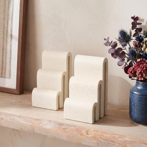 Yalikop Decorative Bookends for Shelves Set of 2 Heavy Duty Concrete