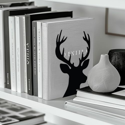 Peacoblue 5.3"x4.3"x7.9" Metal Bookends, Heavy Duty Book Ends for Shelves - style: Deer Head