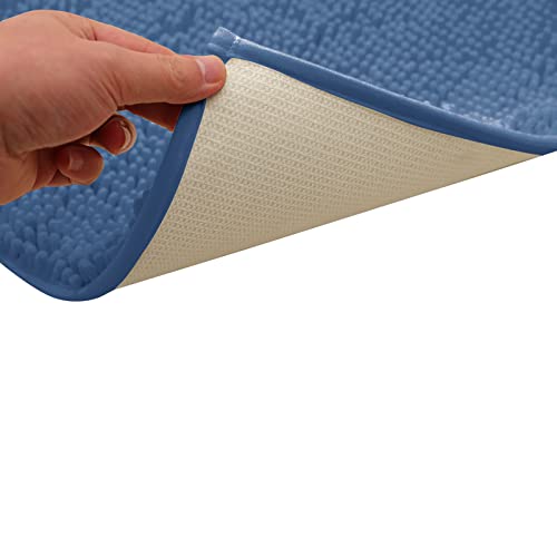 Non-Slip Bath Rug,Extra Soft Microfiber Bedroom Shag Carpet with Anti-Slip Backing,Water/Dust Absorbent Fast Dry Shower Mat,Sound Insulated Stairs Pad,Machine Washable (NavyBlue,19 x 31 Inches) - color: Navyblue, size: 19"x31"