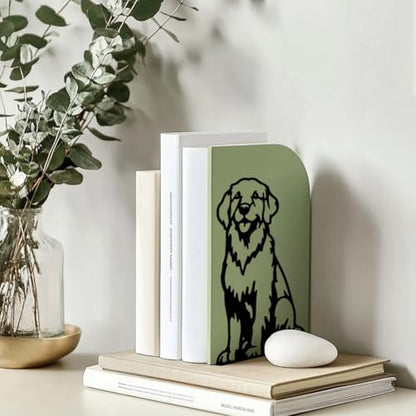 Peacoblue 5.3"x4.3"x7.8" Metal Bookends, Heavy Duty Book Ends for Shelves - style: Golden Retriever