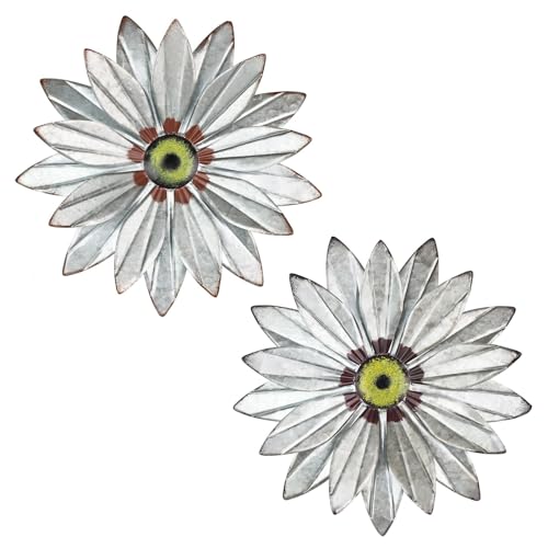 YEAHOME Metal Farmhouse Boho Wall Art, 2 Set 11" Galvanized Wall Decor for Bedroom & Outdoor - color: 2pcs-11"- Galvanized