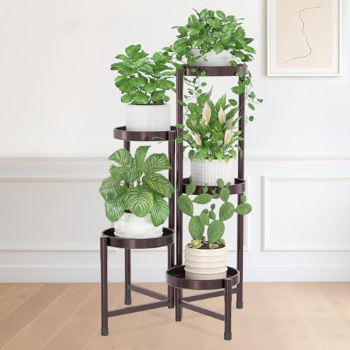 iDavosic.ly Plant Stand Indoor Outdoor, 5 Tier Metal Corner Shelf, Bronze - color: Violet Bronze, size: 5 Tiers