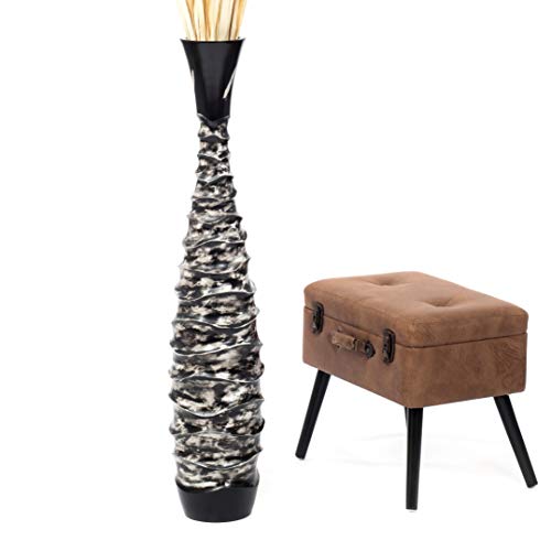 Leewadee Large Black White Home Decor Floor Vase – Wooden 43 inches Tall Farmhouse Decor Flower Holder for Fake Plant and Pampas Grass - color: Black, White, size: 41 inches