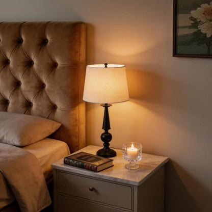 Traditional Table Lamp Rustic Farmhouse Table Lamps for Living Room Bedroom - color: Black