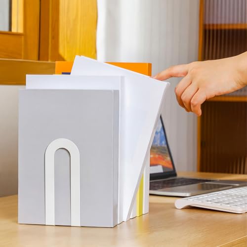 Chunful 6 Pcs White Metal BookEnds Shelves, 5.5 x 3.75 x 2.25 in - color: White, size: 5.5*3.75*2.25inch