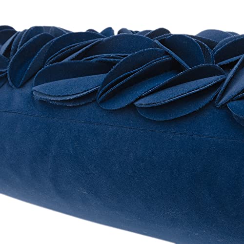 KINGROSE Handmade 3D Flower Throw Pillow Cover, 12x20 Inch, Navy Blue - color: Navy Blue - Persian Velvet