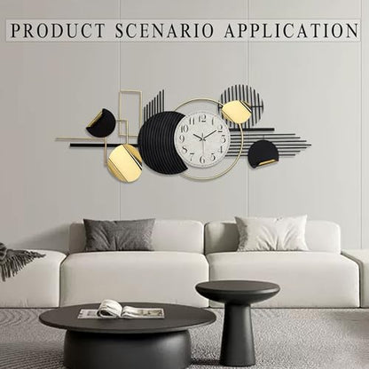 Modern Large Wall Clock Decorative Metal Art for Living Room