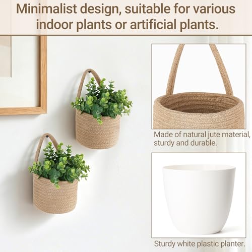 Dahey 2 Pcs Woven Wall Baskets with Plastic Wall Planters for Indoor Plants