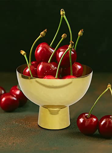 Serene Spaces Living Large Decorative Gold Pedestal Bowl: Elegant Metal Compote Bowl for Home Décor, Weddings, Parties, 7" Diameter, 5.5" Tall (Pack of 4) - size: Large - Pack of 4