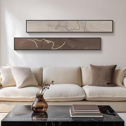 Large Framed Brown Beige Abstract Vertical Wall Art for Hallway, 2 Piece - color: Beige and Brown --A, size: 8"W x 56"H x 2Pcs