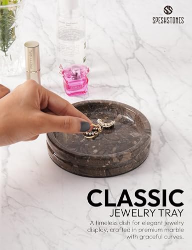 Marble Jewelry Dish, 5" Handmade Trinket Ring Tray - color: Oceanic