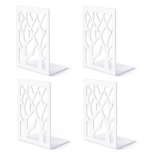 2 Pair Book Ends,Metal Book End Supports for Bookrack Desk - color: White, size: 2 Pair