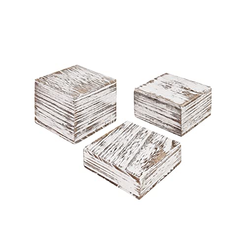 MOOCA Wooden Display Risers Set - 3 Different Height Stands, Antique White - color: Antique White