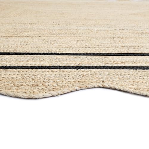 RUGSWEAVE Wave Scalloped Jute Runner Handwoven Hallway Runner Black 2'x6' - color: Black, size: 2'x6'