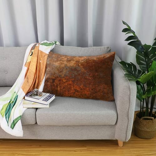 Emvency Throw Pillow Covers Set of 2, 12 x 20 Inch, Rustic Rusty Metal | Copper Brown Outdoor Decorative Square Pillow Cases Couch Cushion Case for Couch Bed Sofa Living Room Home Decor - size: 20" x 12" (Pack of 2)