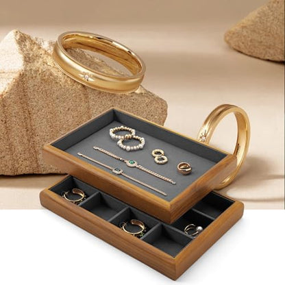 Oirlv Dark Grey Wood Jewelry Pendant Display Tray - color: Grey, size: 12 insert