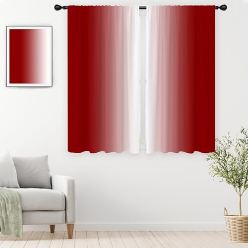 Red White Curtains, Ombre, 2 Panels, 42" W x 63" L, Rod Pocket - color: Red and White, size: 42"W x 63"L (Pack of 2)