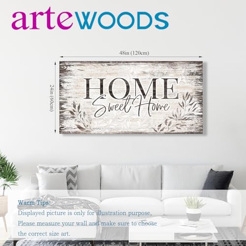 Home Sweet Home Wall Art Dark Brown Rustic Farmhouse Canvas Sign, 24"x48" - color: Home Sweet Home, size: 48"L x 24"W