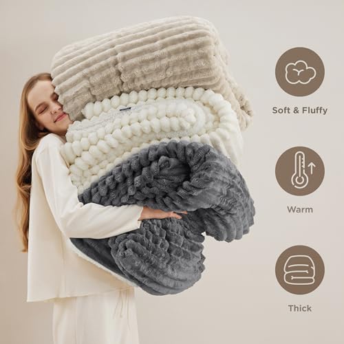 Bedsure Soft Sherpa Blanket Fluffy Black Gift Queen 90"x90" - color: 03 - Black, size: Queen (90" X 90")
