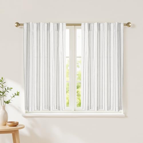 Black Striped Kitchen Curtains,Light Filtering,2 Panels,26x36 - color: Black, size: 26"W x 36"L (Pack of 2)