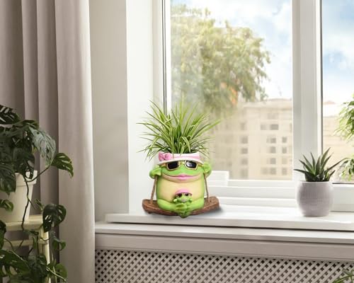 Saysmile Unique Resin Plant Hangers Outdoor Gift Ideas for Mother - color: Frog-green