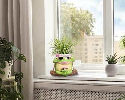 Saysmile Unique Resin Plant Hangers Outdoor Gift Ideas for Mother - color: Frog-green