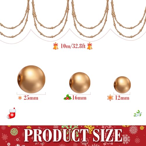 Giegxin 1 Pcs 32.8 ft 4th of July Wooden Bead Garland Patriotic Hanging Garland Farmhouse Beads Decor for Independence Day Mantel Table Party Wall Home Decorations (Gold) - color: Gold