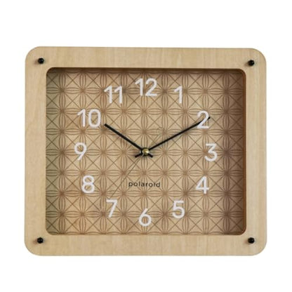 DODEKA Rectangle Wall Clock Layered Wooden Design Bohemian Geometric Pattern Silent Battery Operated for Workplace Kitchen Bedroom Living Room (Rectangular)